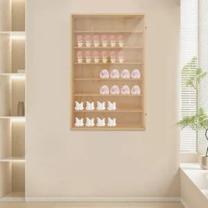 Large Capacity Wall-Mounted Wooden Display Cabinet